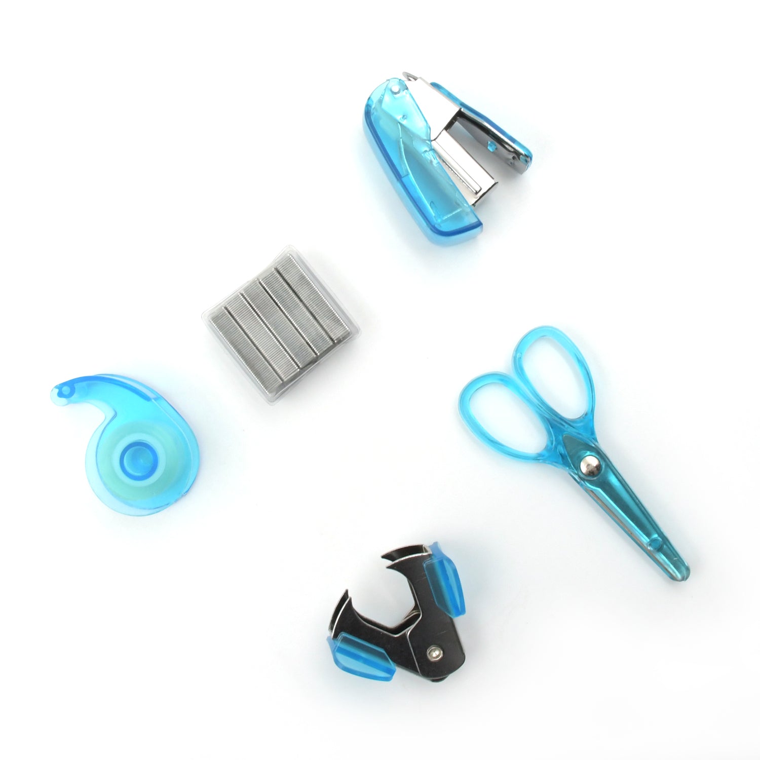 4143 Mini Office Stationery Set, Including Stapler, Scissors, Paper Clips, Tape Dispenser, Transparent Tape, And Staples 4143 Mini Office Stationery Set, Including Stapler, Scissors, Paper Clips, Tape Dispenser, Transparent Tape, And Staples